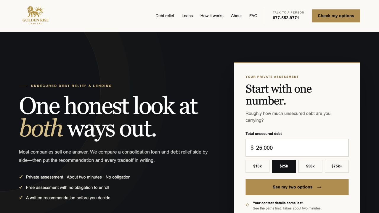 Golden Rise Capital website homepage