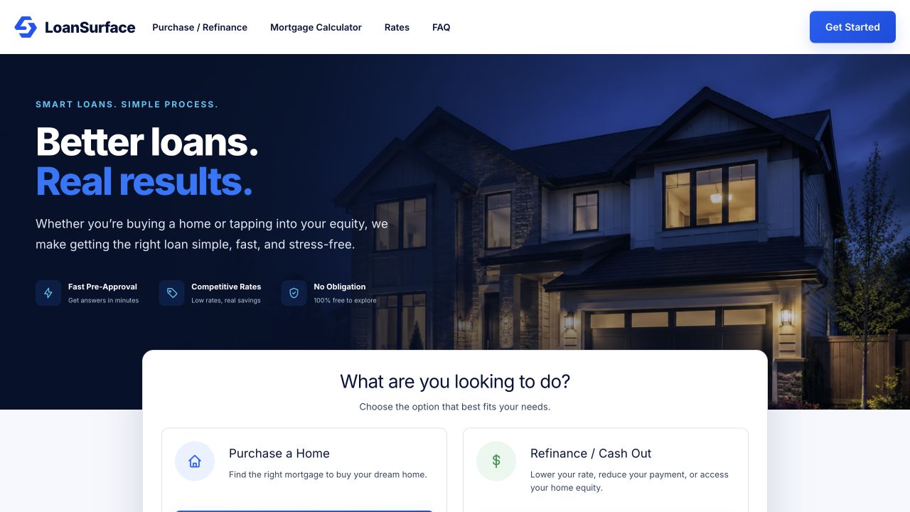 LoanSurface website homepage